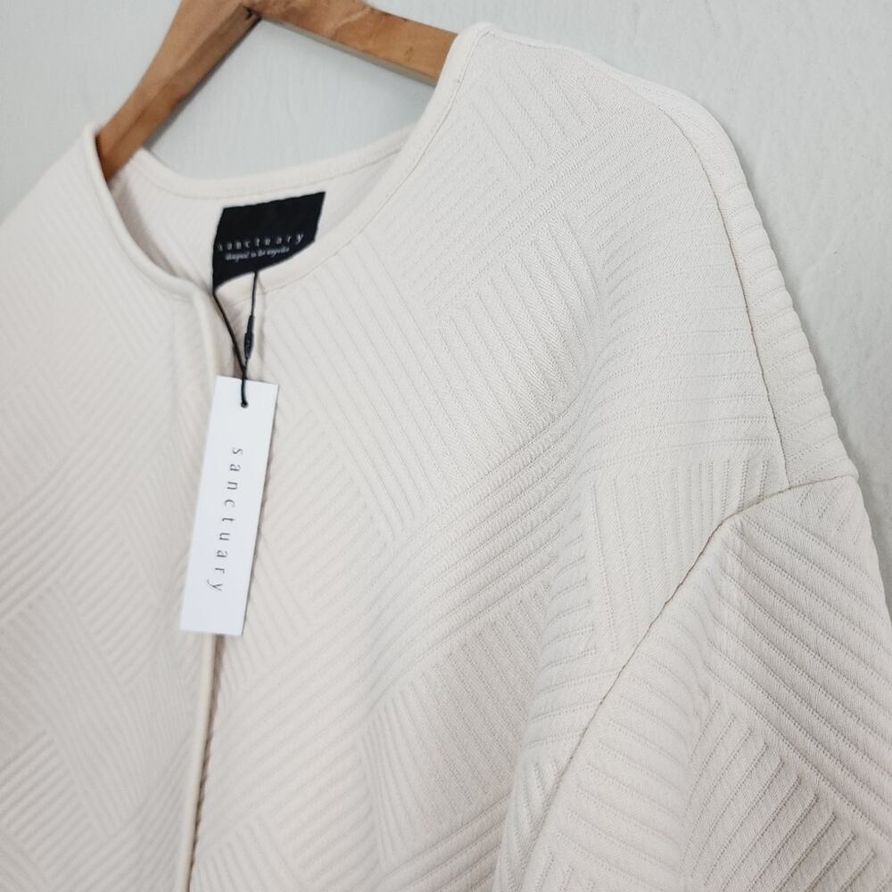 Sanctuary Paris Quilted Textured Knit Jacket Eco Natural Collarless NWT Small - Picture 8 of 14